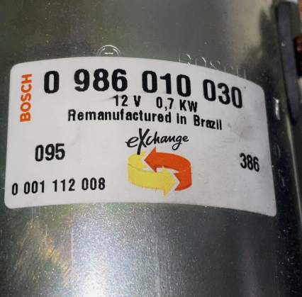 Bosch 12V 0.7kW Starter Motor (Part No. 0986010030)