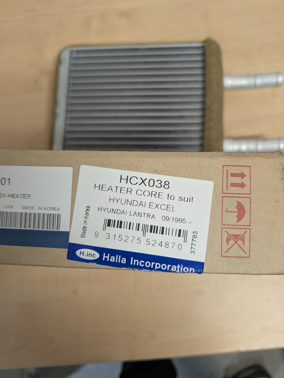 Heater Core to suit Hyundai Excel (X3) & Hyundai Lantra – Part No. HCX038 97221-22001