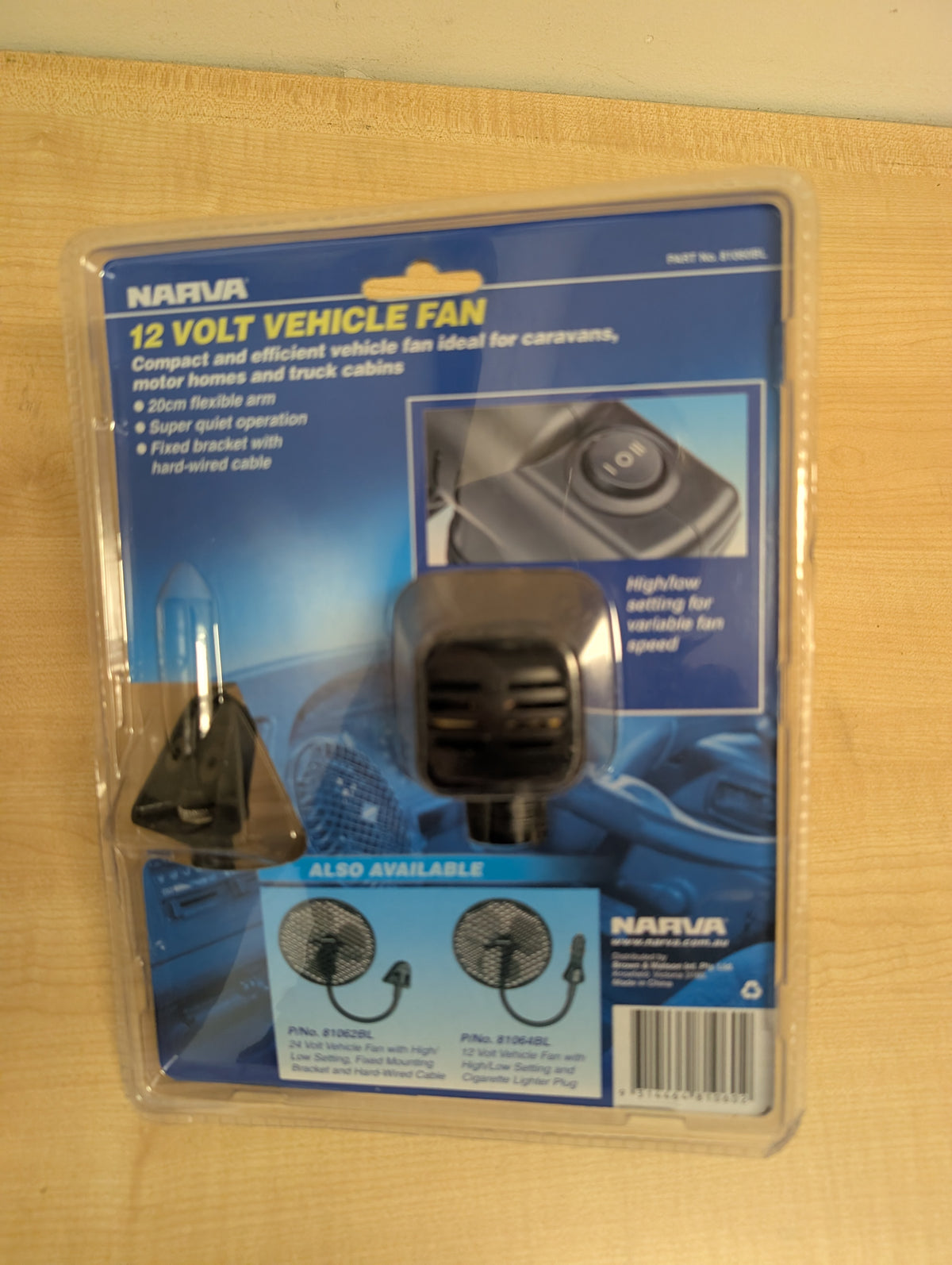 NARVA 12 Volt Vehicle Fan with High/Low setting 81060BL