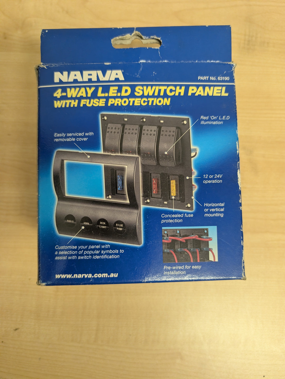 NARVA 4-Way LED Switch Panel with Fuse Protection 63190