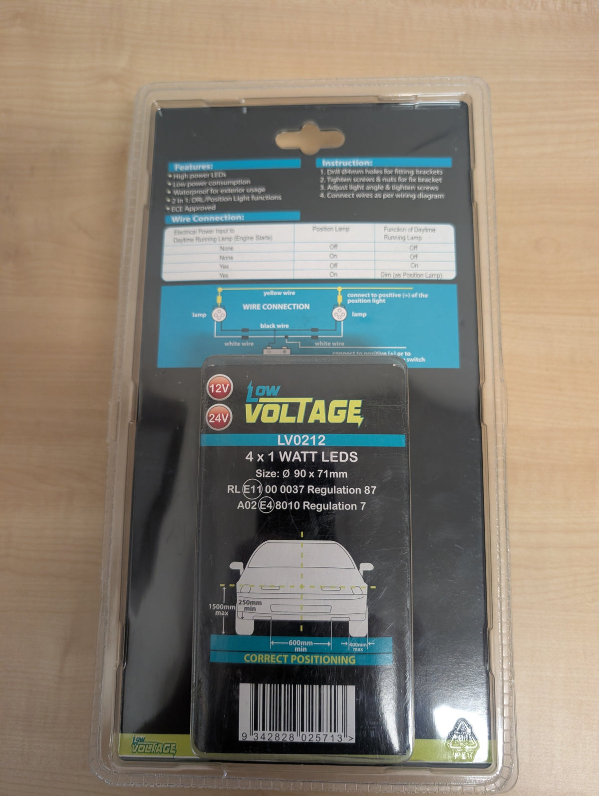 Low Voltage 4x1 Watt LED Daytime Running Light (DRL) Strip Set.