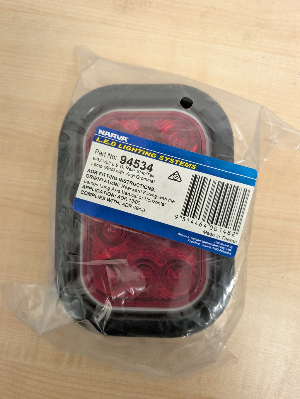 Narva Model 45 LED Rear Stop / Tail Lamp Kit 9–33V with Vinyl Grommet (Part # 94534 / ADR Approved)