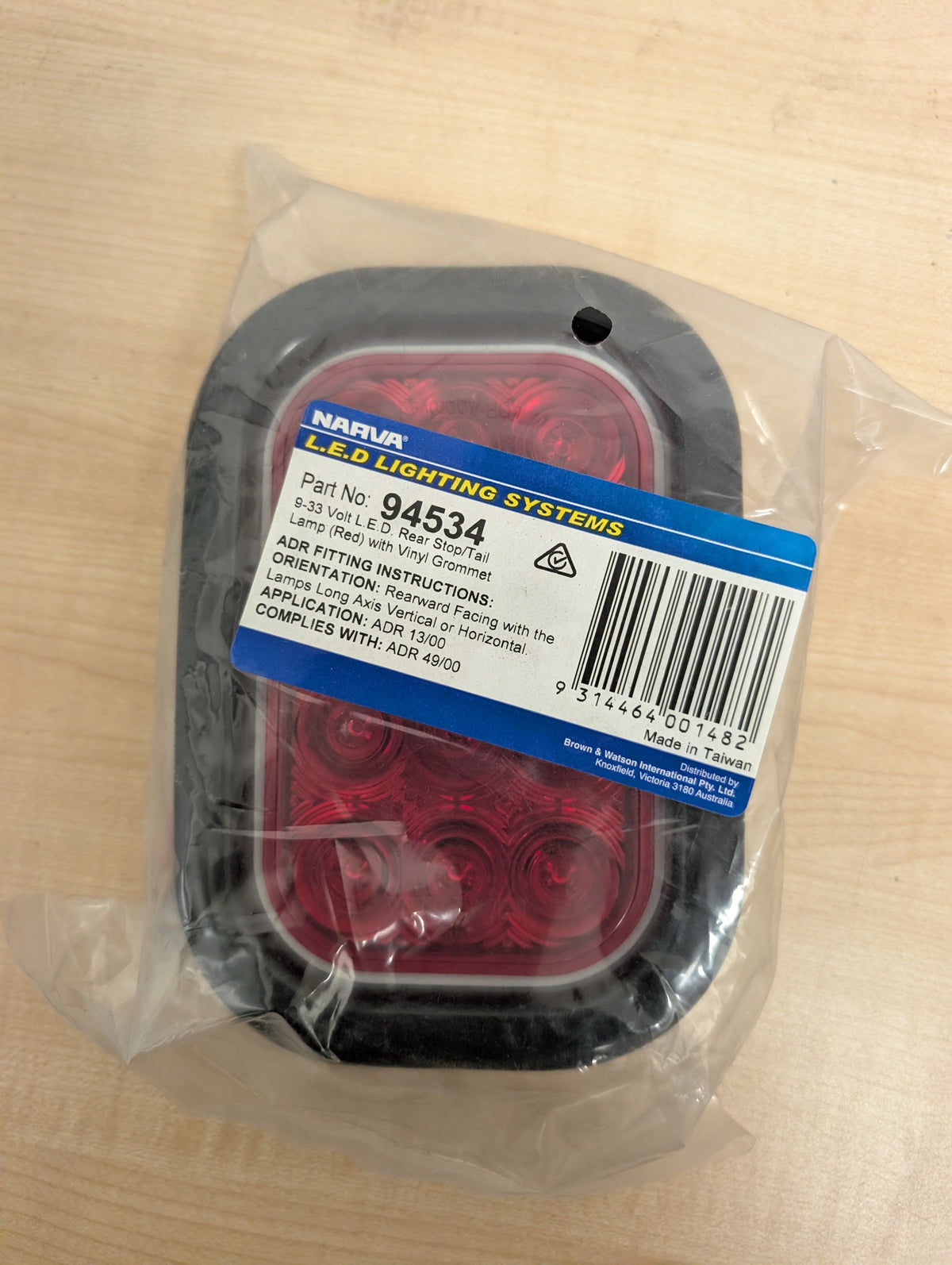 Narva Model 45 LED Rear Stop / Tail Lamp Kit 9–33V with Vinyl Grommet (Part # 94534 / ADR Approved)