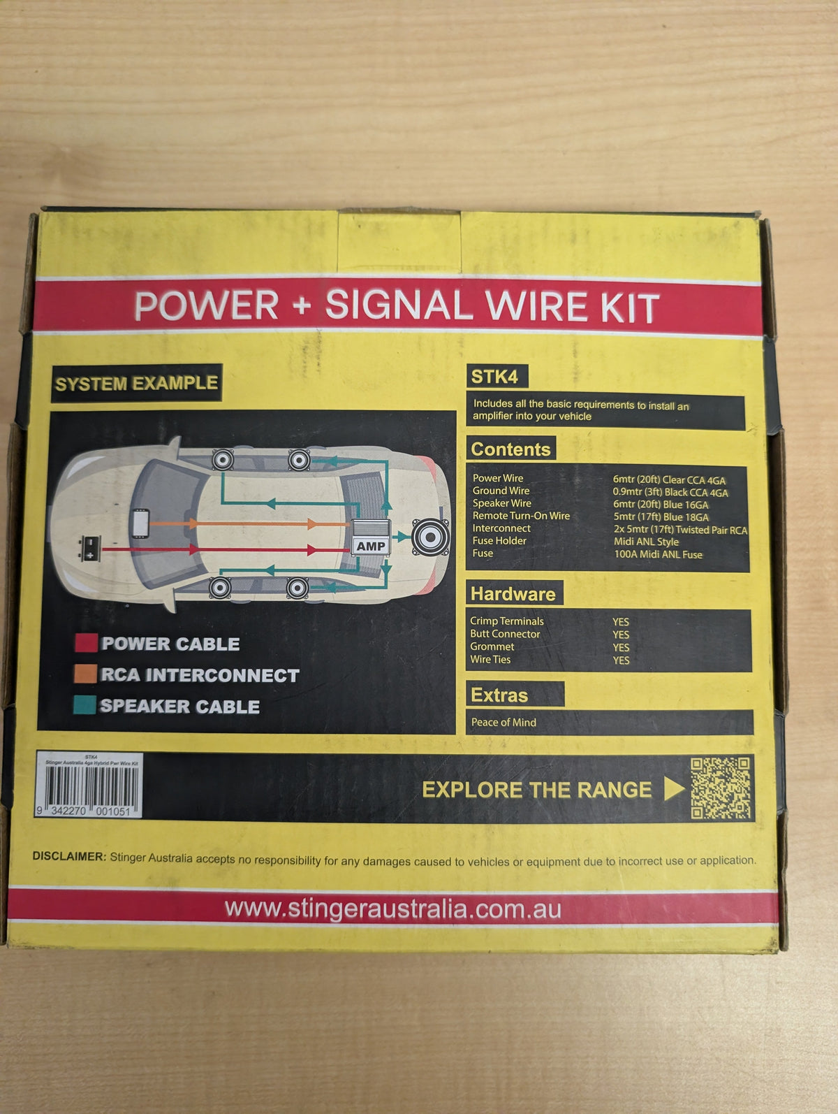 Stinger Australia 4GA 4-Channel Amplifier Complete Power Wiring Kit (Part # STK4 / 4 Gauge Audio Install Kit)